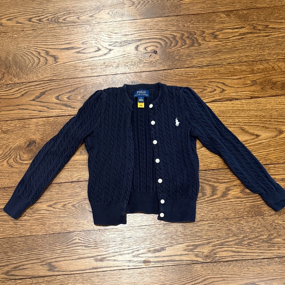 Girls Polo by Ralph Lauren Dark Blue Cable Knit Sweater